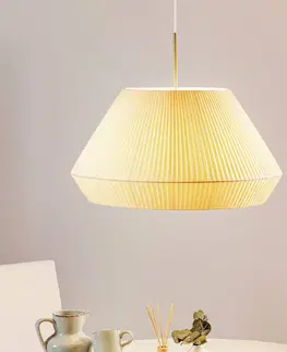 Závesné svietidlá Bover Bover Mei 60 okrúhla látková závesná lampa krémová