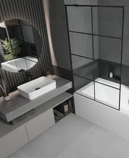 Sprchové dvere MEXEN/S - Cube obdĺžniková vaňa 180 x 80 cm s panelom + vaňová zástena 100 cm, čierna vzor 550518080X9510007077