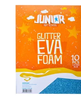 Kreatívne a výtvarné hračky JUNIOR-ST - Dekoračná pena A4 EVA Glitter modrá 2,0 mm, sada 10 ks