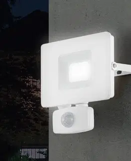 Vonkajšie nástenné svietidlá so senzorom EGLO LED reflektor vonkajší Faedo 3, snímač, biely, 20W