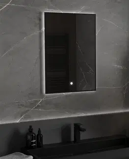 Kúpeľňa MEXEN - Erma zrkadlo s osvetlením 50 x 70 cm, LED 6000K, čierny rám 9814-050-070-611-70