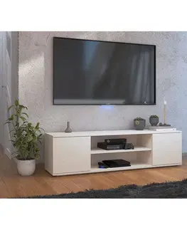 Nábytok do obývačky TV stolík  Petra  Biely+ Betónové strieborné nohy