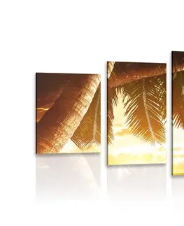 Obrazy prírody a krajiny 5-dielny obraz východ slnka na karibskej pláži