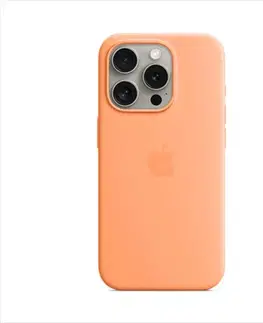 Puzdrá na mobilné telefóny Silikónový zadný kryt pre Apple iPhone 15 Pro s MagSafe, sorbetová oranžová MT1H3ZMA