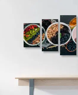 Obrazy jedlá a nápoje 5-dielny obraz chutné variácie müsli