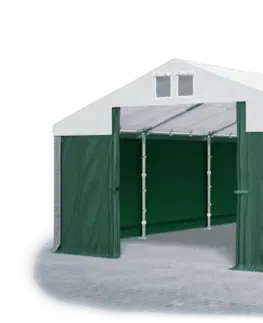 Záhrada Skladový stan 5x10x2,5m strecha PVC 560g/m2 boky PVC 500g/m2 konštrukcie ZIMA PLUS Zelená Bílá Šedá