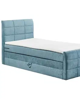 Jednolôžkové postele Boxspring posteľ KUBA 100x200 Cm Modrá