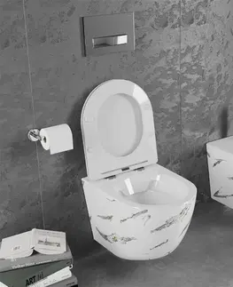 Záchody MEXEN - Lena Závesná WC misa vrátane sedátka s slow-slim, Duroplastu, biely kameň 30224091