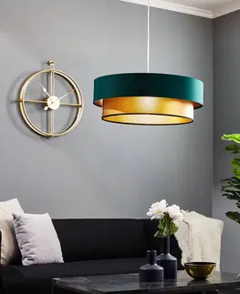 Závesné svietidlá Maco Design Závesná lampa Dorina, zelená/zlatá Ø 60 cm