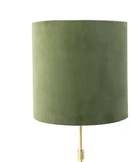 Stolove lampy Stolová lampa zlatá / mosadz s velúrovým odtieňom zelená 25 cm - Parte