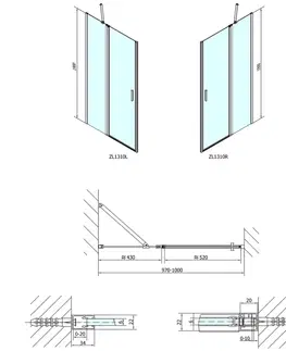 Sprchovacie kúty POLYSAN - ZOOM LINE sprchové dvere 1000, číre sklo ZL1310