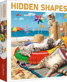 Hračky puzzle TREFL - Puzzle 1000 Hidden Shapes - Mačky na pláži