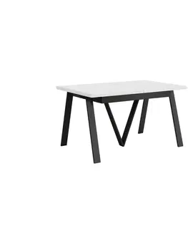 Jedálenské stoly Jedálenský rozkladací stôl, matná biela/čierna, 140-290x90 cm, AVENY