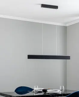 Závesné svietidlá Lucande Lucande Stigis závesné LED svetlo dlhý tvar čierna