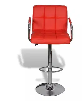Barové stoličky Barová stolička 2 ks umelá koža / chróm Dekorhome Červená