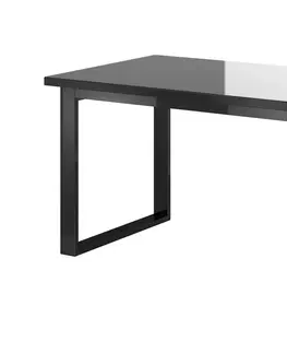 Jedálenské stoly LEANA jedálenský stôl 24WWJW92, čierna/čierne sklo