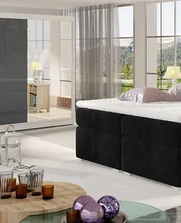 Postele NABBI Beneto 160 čalúnená manželská posteľ s úložným priestorom čierna (Kronos 07)