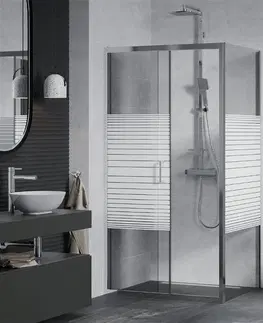 Sprchovacie kúty MEXEN/S - APIA sprchovací kút 115x80, dekor - pruhy, chróm 840-115-080-01-20