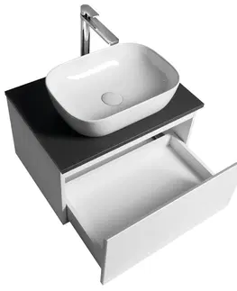 Kúpeľňa AQUALINE - ALTAIR skrinka s doskou 62,5 cm, biela/antracit bridlica AI267-03
