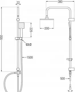 Sprchy a sprchové panely MEXEN/S - Tord sprchový stĺp vrátane vaňovej termostatickej batérie Nox, chróm 77350200-00
