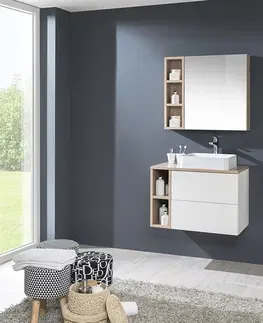 Kúpeľňový nábytok MEREO - Aira, kúpeľňová galerka 60 cm, zrkadlová skrinka, dub Kronberg CN715GD