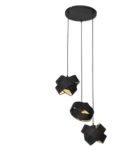 Zavesne lampy Moderné závesné svietidlo čierne 3-svetlo - Látkové