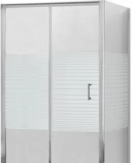 Vane MEXEN/S - Apia sprchovací kút posuvný 90x100 cm, sklo transparent / pruhy, chróm + vanička 840-090-100-01-20-4010