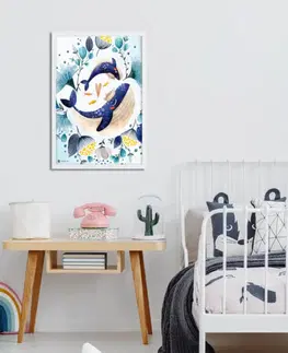 Obrazy do detskej izby Obraz do detskej izby - Veľrybky s kvetmi