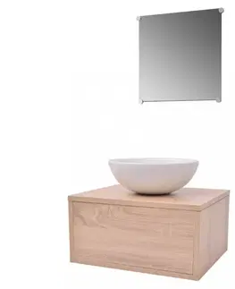 Kúpeľňové zostavy Kúpeľňový set 3 ks Dekorhome Prírodné drevo