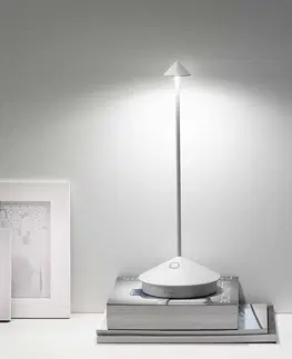 Vonkajšie osvetlenie terasy Zafferano Zafferano Pina 3K nabíjateľná stolová lampa IP54 biela