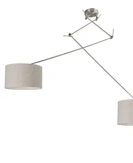 Zavesne lampy Závesné svietidlo oceľové s tienidlom 35 cm svetlošedé nastaviteľné - Blitz II