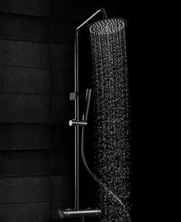 Sprchy a sprchové panely DEANTE - Arnika čierna - Sprchový stĺp, so sprchovou batériou NAC_N1QK