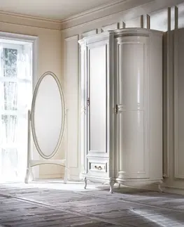 Šatníkové skrine TARANKO Verona V-3D rustikálna šatníková skriňa so zrkadlom krém patyna