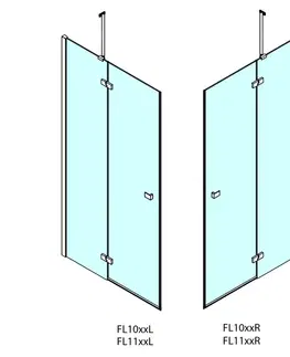 Sprchové dvere POLYSAN - FORTIS LINE obdĺžniková sprchová zástena 1300x1100 rohový vstup FL1113LFL1011R