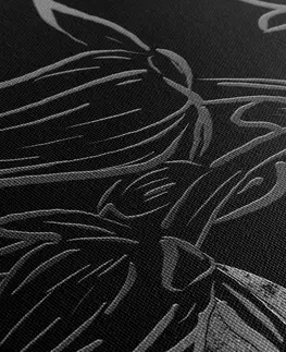 Čiernobiele obrazy Obraz etno kvety v čiernobielom prevedení
