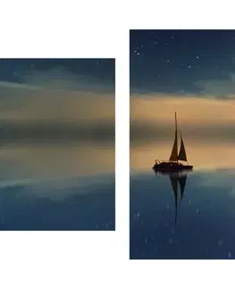 Obrazy prírody a krajiny 5-dielny obraz loďka na mori