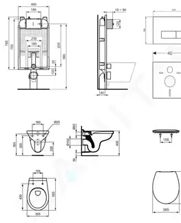 Kúpeľňa IDEAL STANDARD - ProSys Set predstenovej inštalácie, klozetu a sedadla Dolomite Quarzo, tlačidla Oleas M2, SoftClose, chróm mat ProSys80M SP110