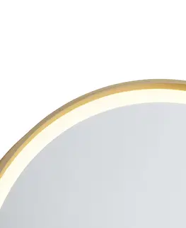 Nastenne lampy Okrúhle kúpeľňové zrkadlo zlaté 50 cm vrátane LED s dotykovým stmievačom - Miral