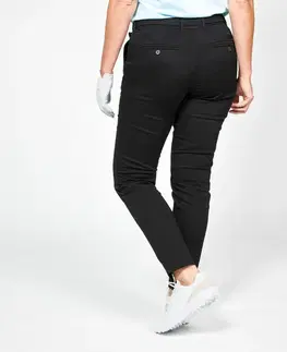 nohavice Dámske bavlnené golfové chino nohavice MW500 čierne