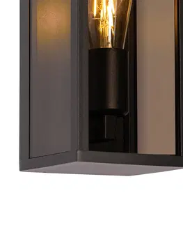 Vonkajsie nastenne svietidla Vonkajšie nástenné svietidlo čierne s dymovým sklom 26 cm IP44 - Charlois