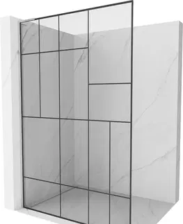 Sprchové dvere MEXEN/S - Kioto L Sprchová zástena WALK-IN 90 x 200, čierny vzor, chróm 800-090-103-01-78