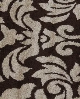 Koberce a koberčeky KONDELA Lorens koberec 133x190 cm béžová / tmavohnedá