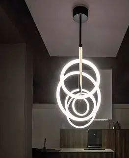 Závesné svietidlá Marchetti Závesné svietidlo Ulaop LED, päť kruhov, čierne