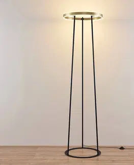 Stojacie lampy Lucande Lucande Seppe stojaca LED lampa, Ø 50 cm, mosadz