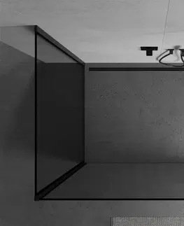 Sprchové dvere MEXEN/S - Kyoto Sprchová zástena WALK-IN 110 x 110 cm, čierny vzor, čierna 800-110-212-70-70-110