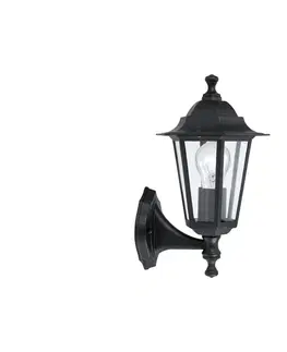 Záhradné lampy Eglo EGLO 22468 - Vonkajšie nástenné svietidlo LATERNA 4 1xE27/60W čierna 
