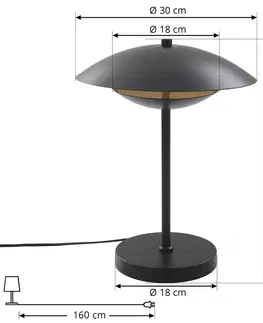 Stolové lampy Lindby Lindby Tiama stolová LED lampa kov čierna zlatá