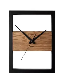 Hodiny Drevené dizajnové hranaté hodiny JVD NS22005/78, 38cm
