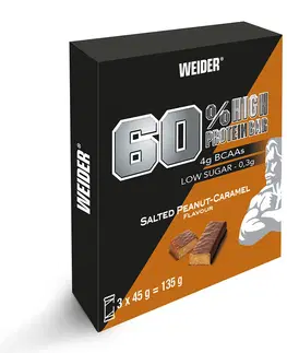 činky Proteínová tyčinka Weider 60 % karamel arašidové maslo