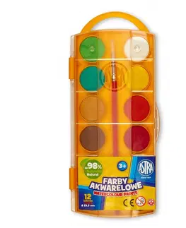 Hračky ASTRA - Vodové farby so štetcom priemer 23,5mm 12 farieb, 83216905